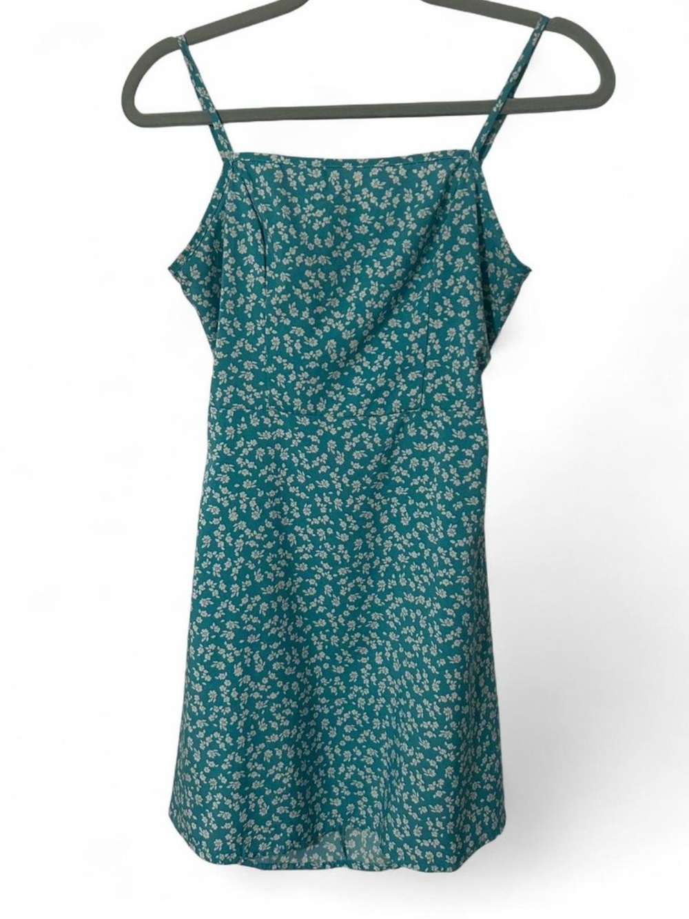 SHEIN Teal Floral Mini Dress Medium Y2K Cottagecore Spaghetti Strap